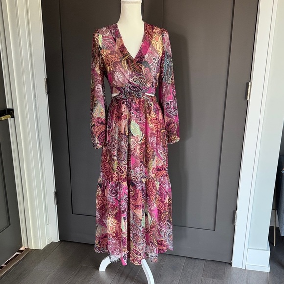 Zara Paisley Cut Out Maxi Dress Size M - Picture 2 of 11